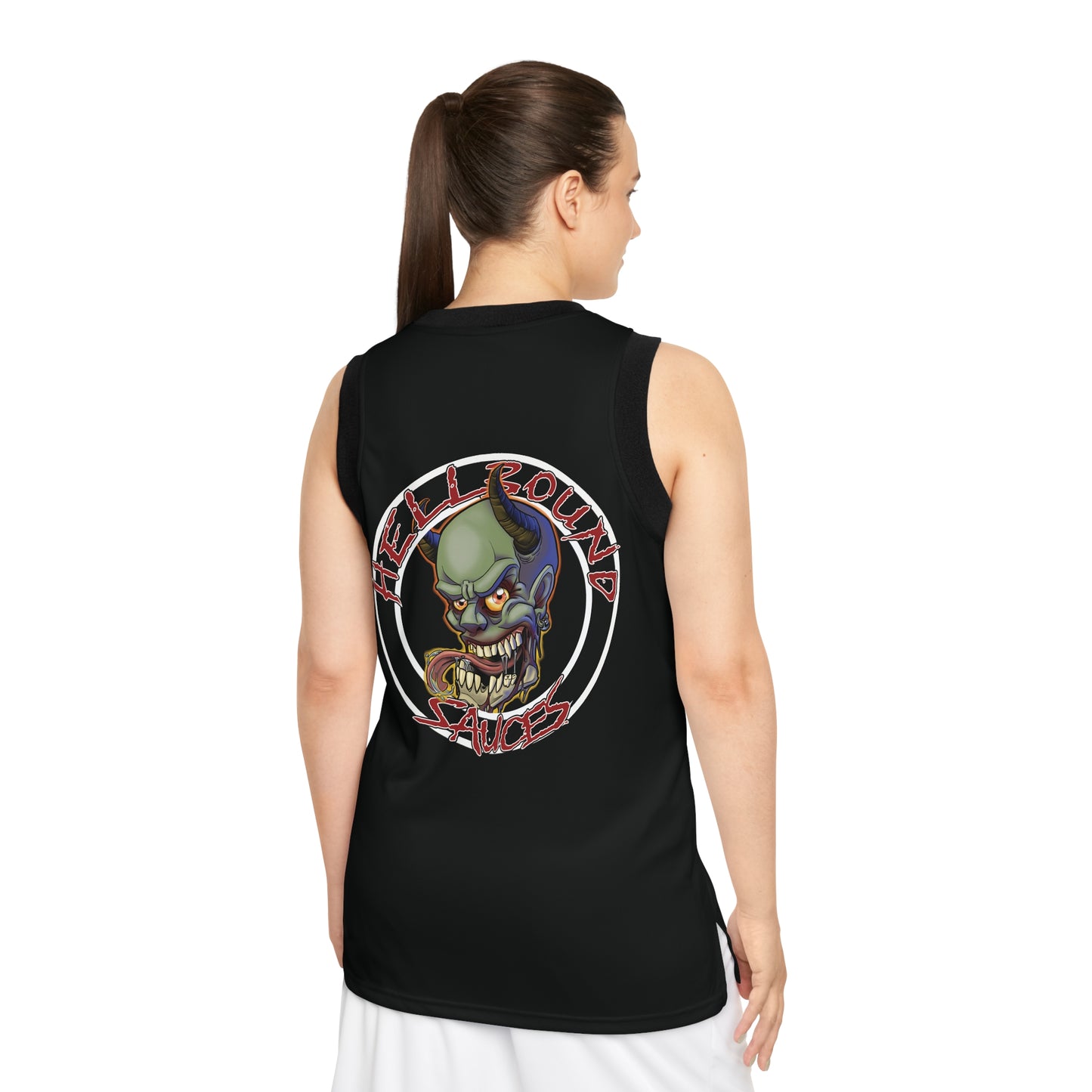 HellBound Sauces Basketball Jersey — Branded AOP Athletic Jersey