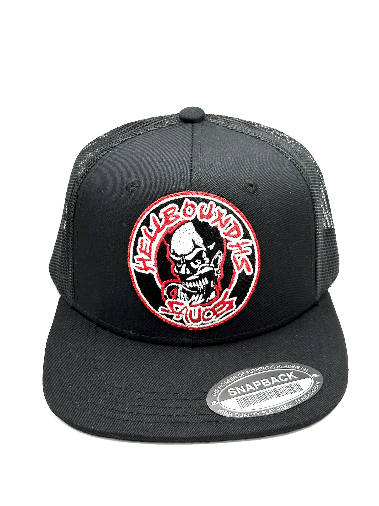 HellBound Sauces Black Logo Flat Bill Trucker Hat