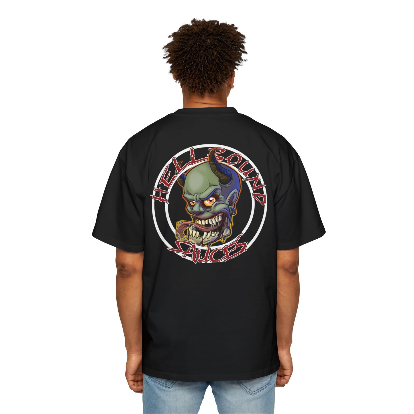 HellBound Oversized Logo Tee — Men's Heavy Cotton Graphic Shirt